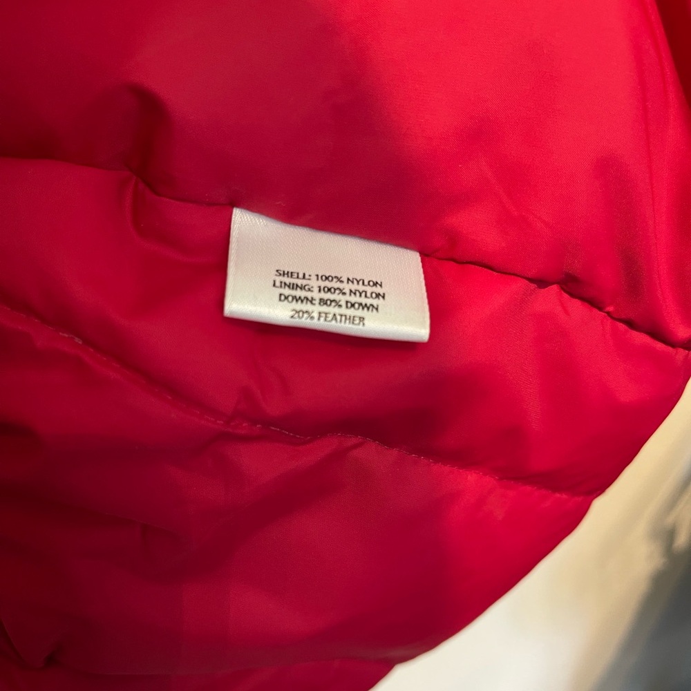 Eileen Fisher Womens Deep Red Down Vest Full Zip Snap Hooded Pockets Warm EUC XL - Picture 9 of 10